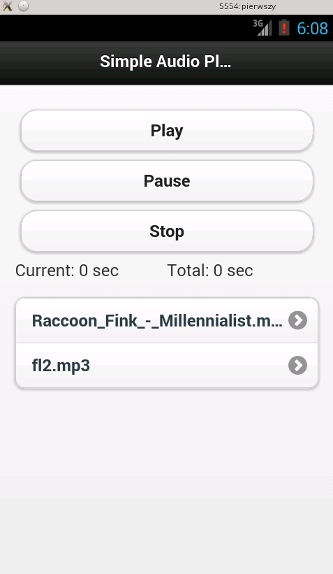 Simple Audio Player w emulatorze