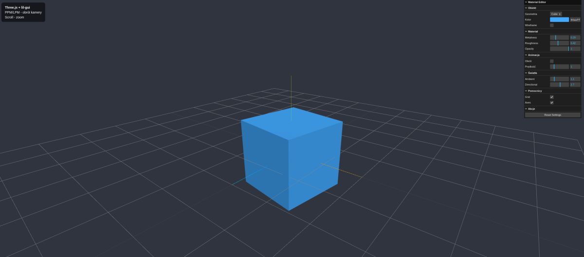 Three.js + lil-gui - Interactive Material Editor